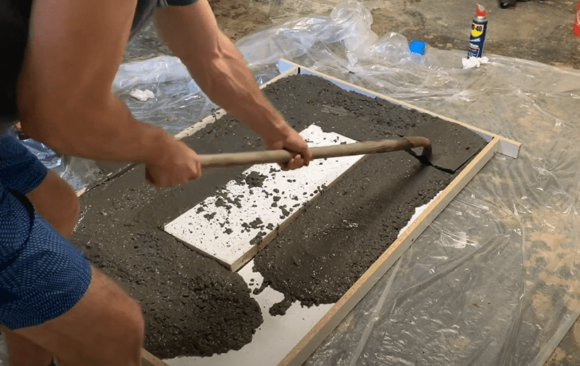 Applying Concrete to Fire Table Form
