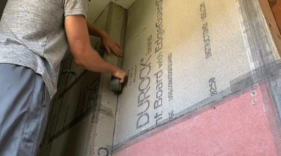 Apply Fiberglass Mesh Tape to all cement board joints
