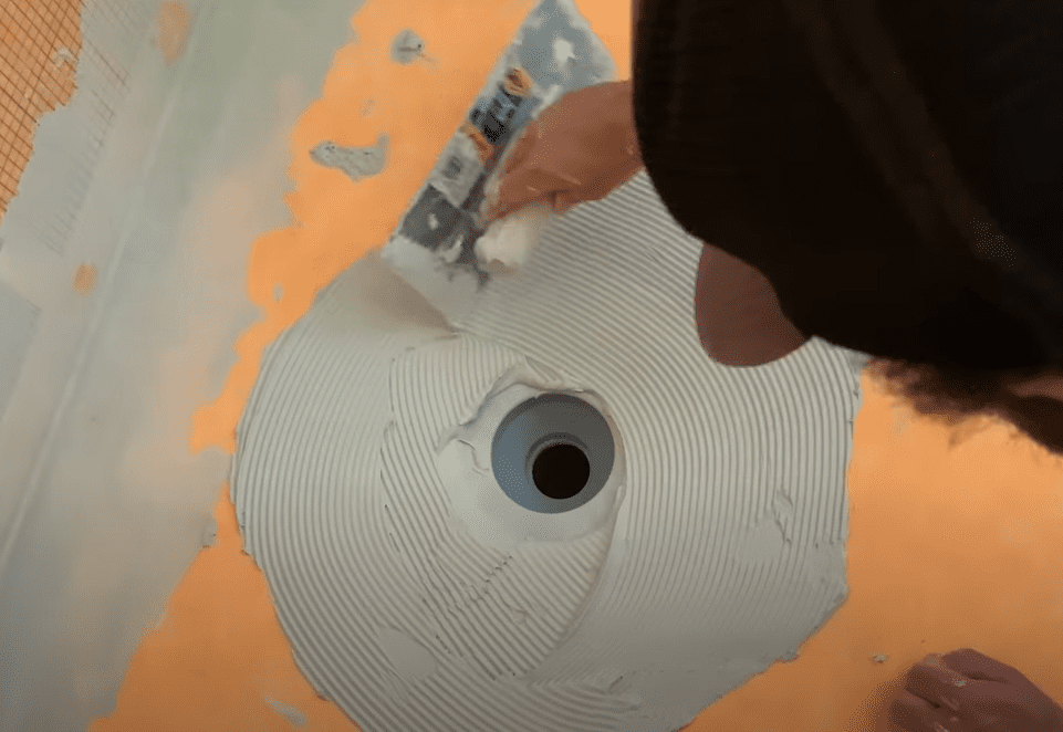 Use a 1/4" x 3/16" V-notch trowel to apply notches to the Thinset Mortar