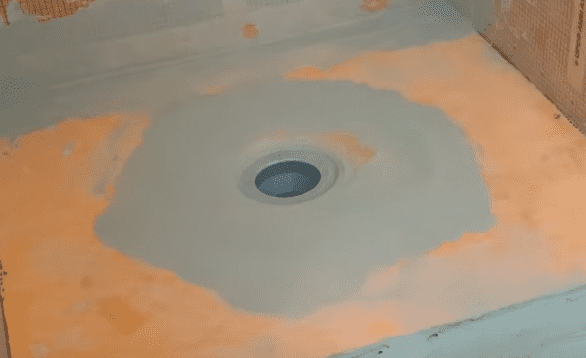 Completed Kerdi Shower Drain Installation after the Thinset Mortar has dried
