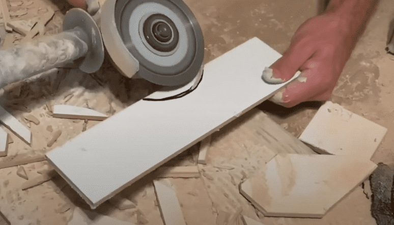 Using and Angle Grinder with a Diamond Blade for cutting tiles