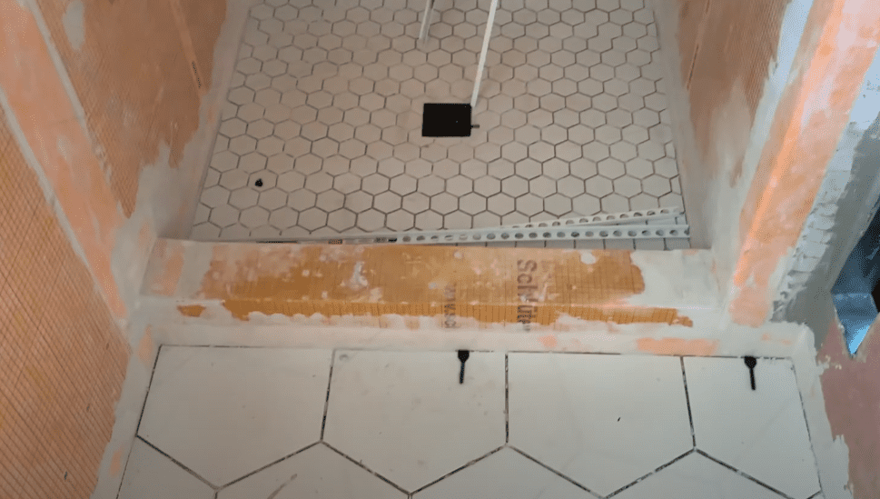 How To Tile A Shower Curb Schluter, How Tile Shower Curb