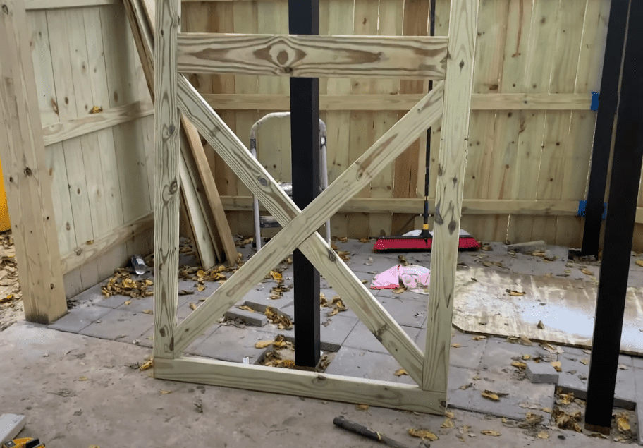 Completed Gate Frame with Diagonal Braces