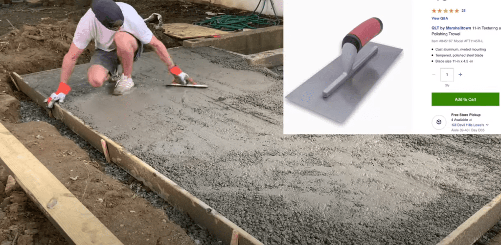 Use a Hand Trowel to Finish the Shed Base Slab