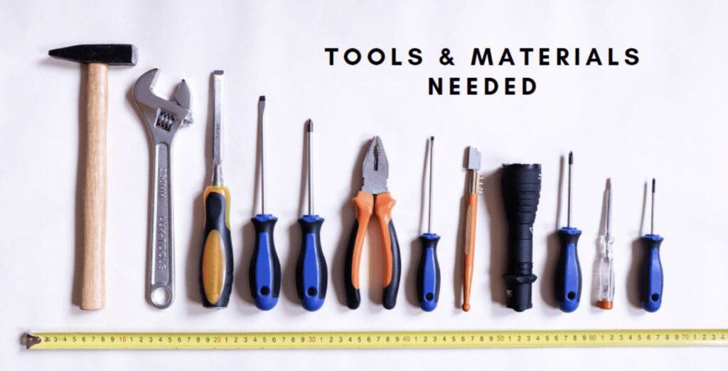 Tools and materials needed to build a lean-to Shed