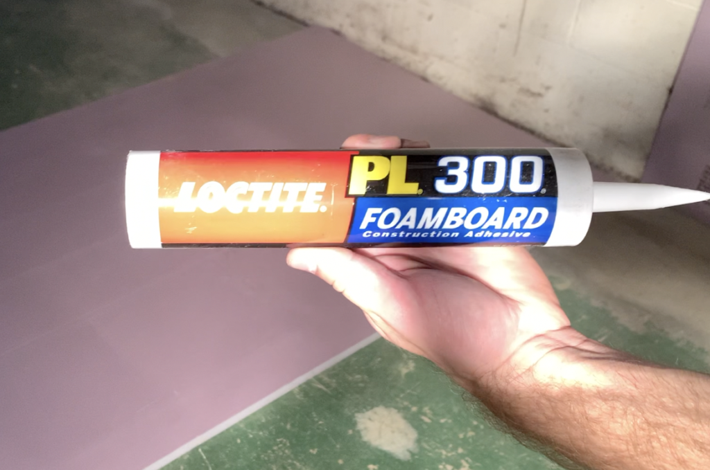 Use Lactate 300 (or similar) to attach rigid foam insulation to walls using the adhesive option
