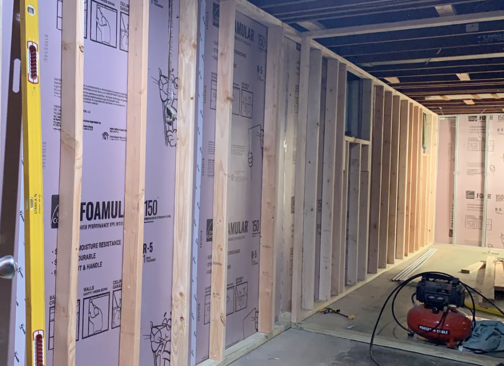 How To Frame A Basement Wall Easy Diy, Basement Stud Wall Framing