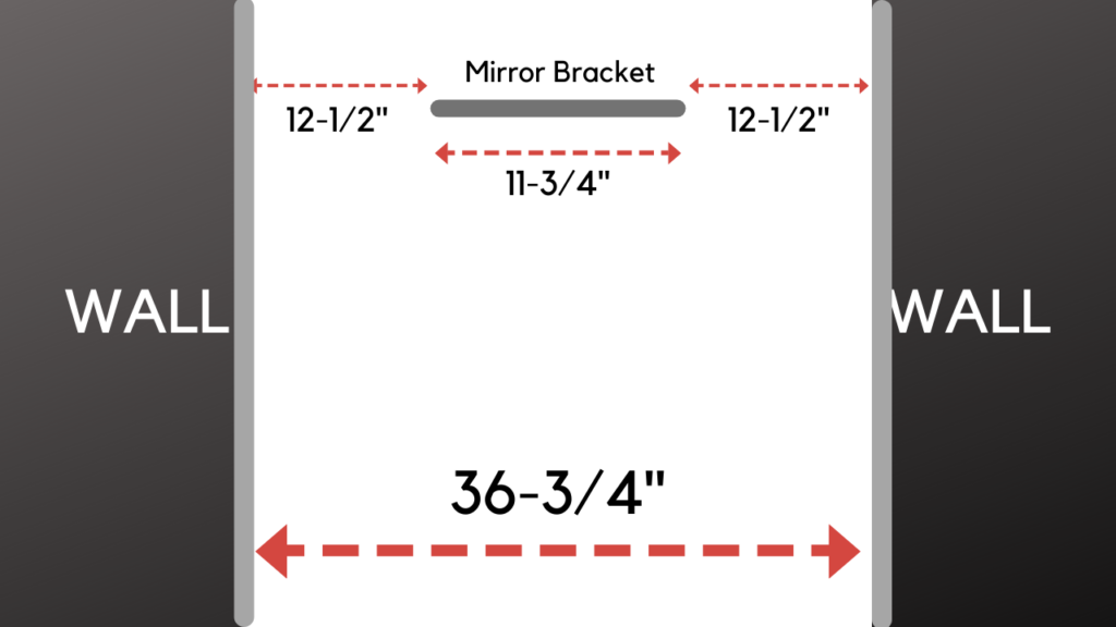 Calculate the center mounting location for the LED bathroom mirror
