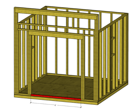 Cut out the segment of bottom plate impeding the shed door opening 