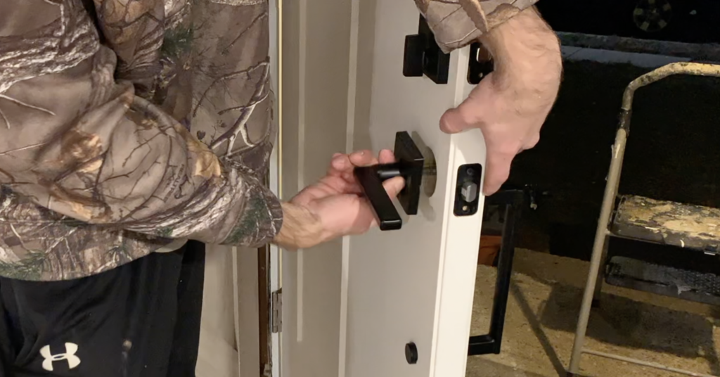 Install new door hardware and handle on the new fromt door