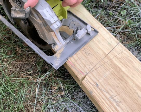 Use a circular saw, jigsaw, or hand saw to make the birdsmouth "Seat" cut