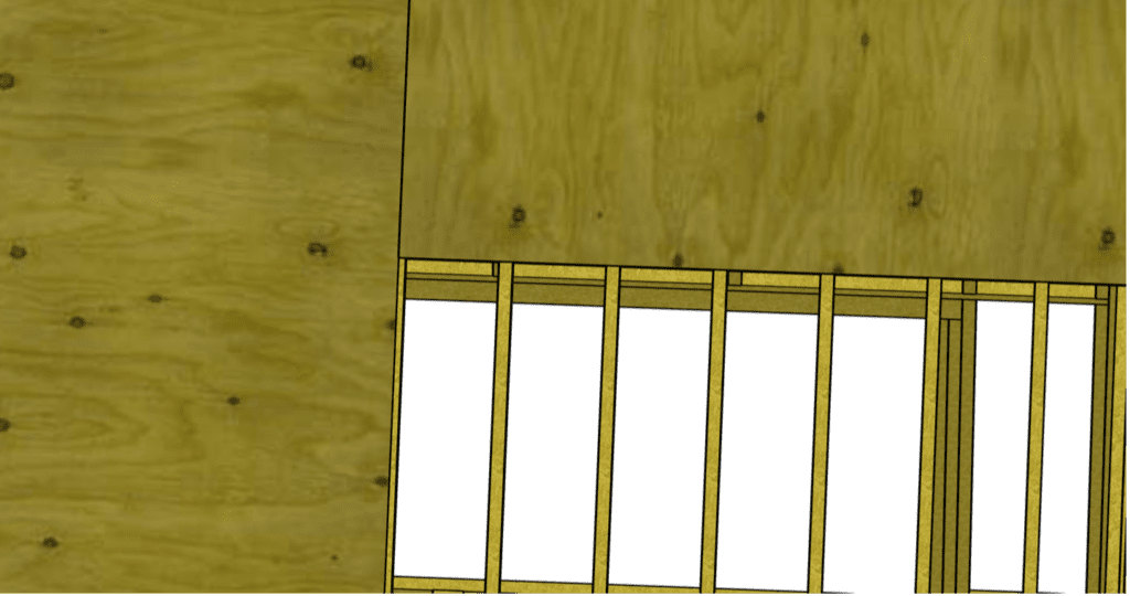 The edges of the Plywood Decking should land directly in the center of a rafter