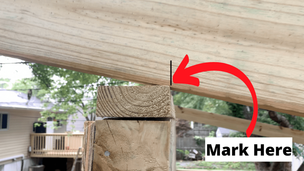 Mark the Birdsmouth Cut on the Front of the lean to shed roof rafter as shown