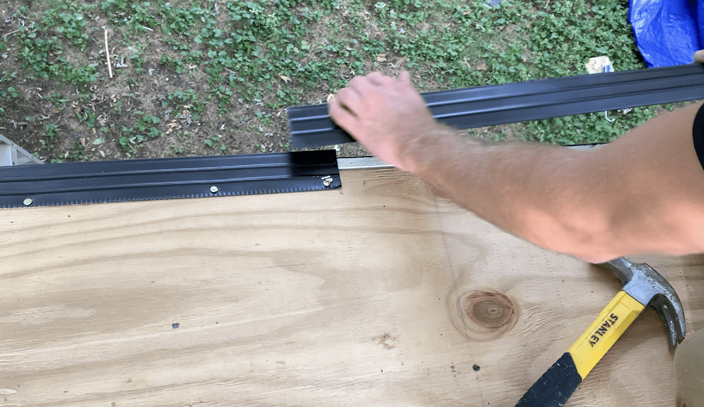 When more than one length of drip edge is needed, overlap the drip edge segments by a minimum of 4" as shown 