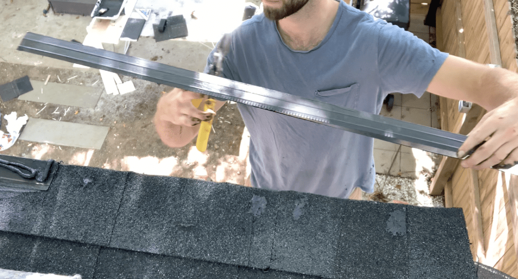 Overlap ridge flashing segments by 6" and use roofing mastic as needed