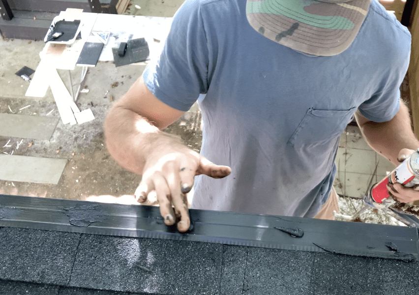 Cover any of the exposed nail holes with roofing mastic