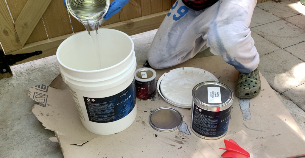 Pour Part B (Hardener) of the Epoxy System into the Part A (Resin)