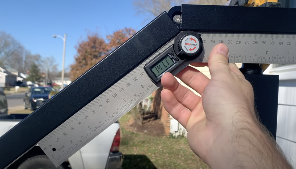 Use an angle finder to determine the railing angle