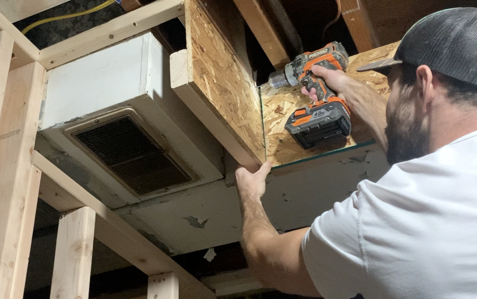 Frame around bends in the HVAC as needed