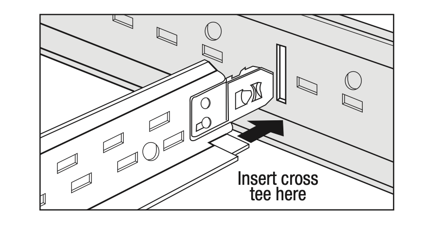Insert the cross tee into the main beam slot as shown 