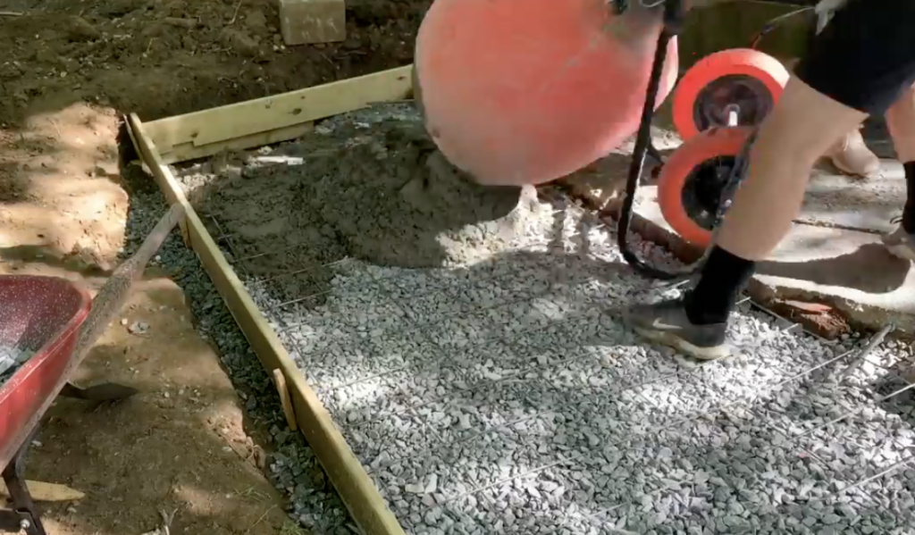 Pour the Mixed Concrete in the desired location - as shown