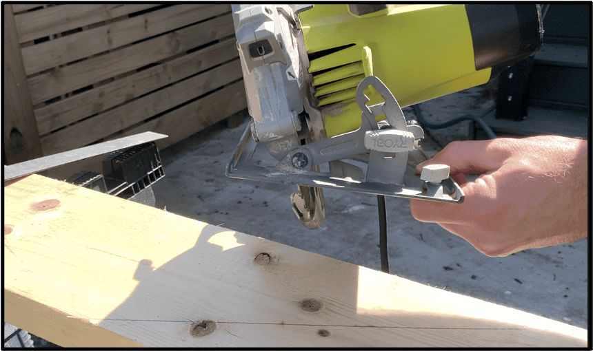 Next, you want to adjust your circular saw to the angle of your home's roof pitch. 
